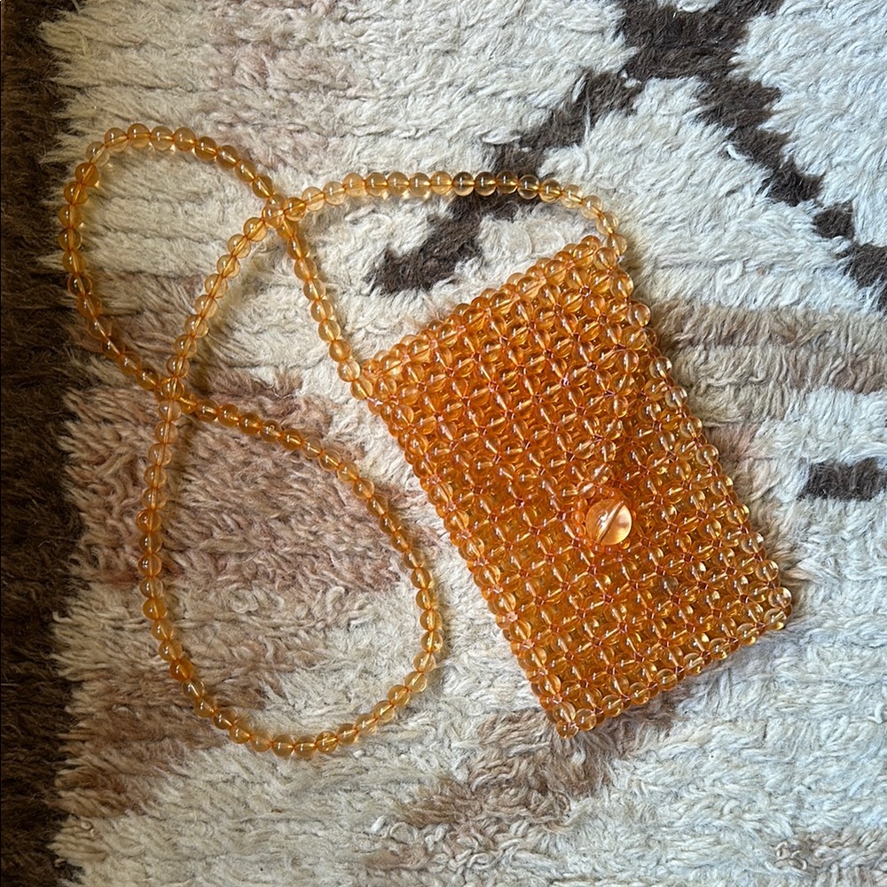 Vintage Orange Beaded Crossbody Bag